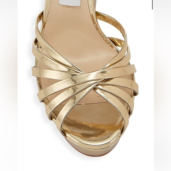 Jimmy Choo Gold Isra Platform Sandals Size 37 7 - Picture 2 of 11